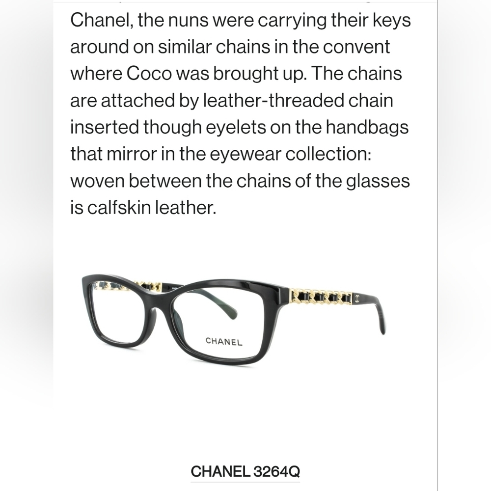 Chanel eye glasses silver chain calfskin leather trim - Picture 5 of 5
